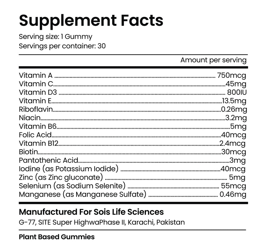 Multivitamin Men supplement facts